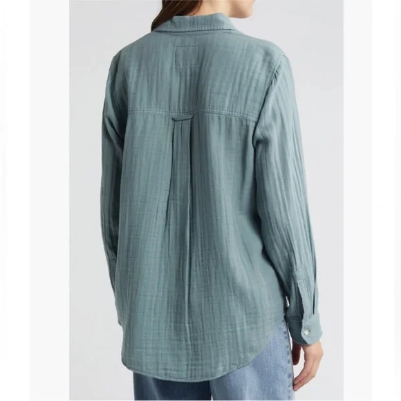 Rails Ellis Cotton Gauze Button Up Shirt in Aloe, Size S - Picture 2 of 13